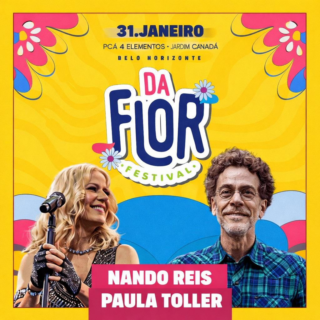 Festival da Flor movimenta Belo Horizonte com Nando Reis e Paula Toller neste sábado (31)