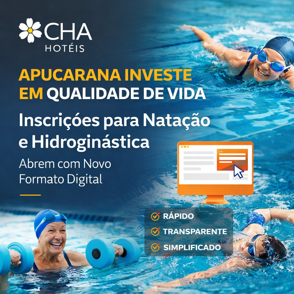 Apucarana Investe em Qualidade de Vida Inscrições para Natação e Hidroginástica Abrem com Novo Formato Digital