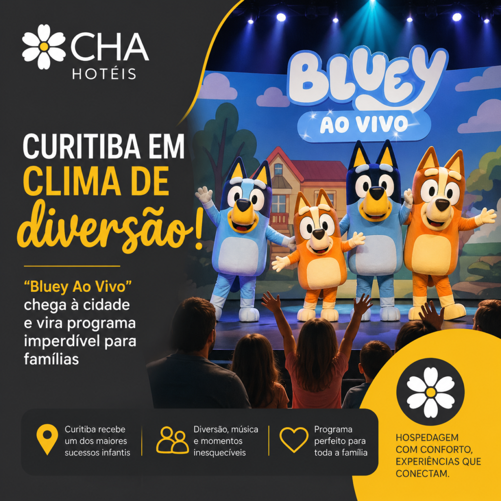 Curitiba em clima de diversão “Bluey Ao Vivo” chega à cidade e vira programa imperdível para famílias
