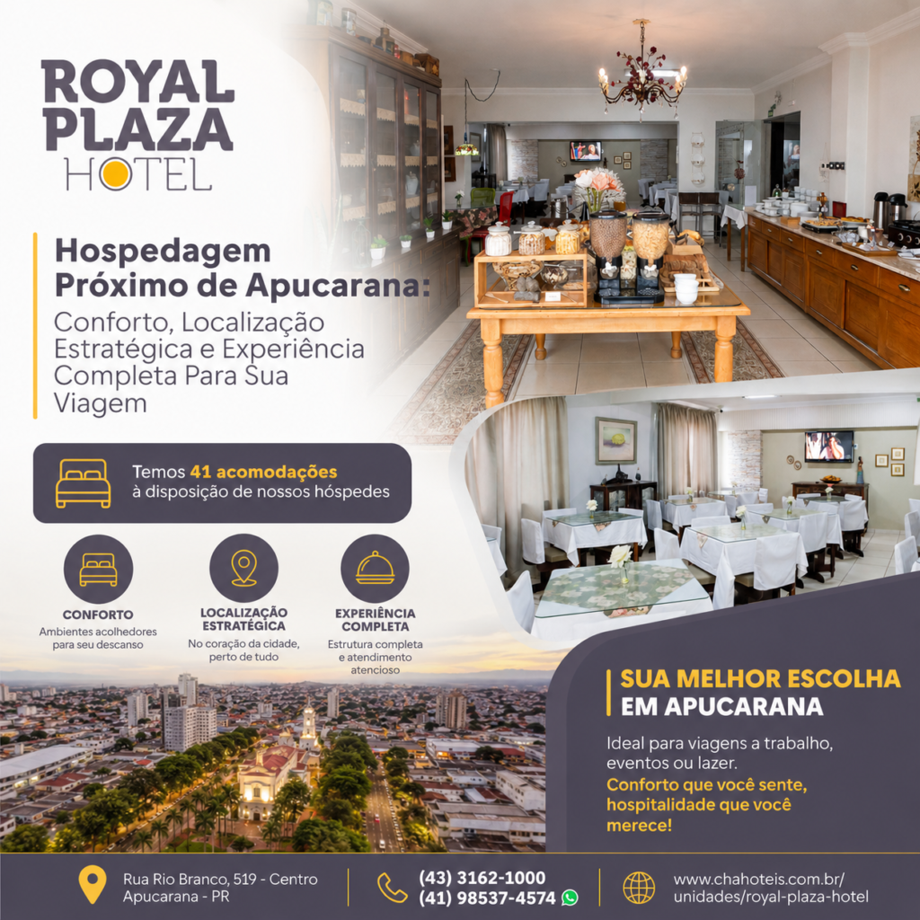 Hospedagem próximo de apucarana Conforto, localização estratégica e experiência completa para sua viagem - Royal Plaza Hotel Apucarana