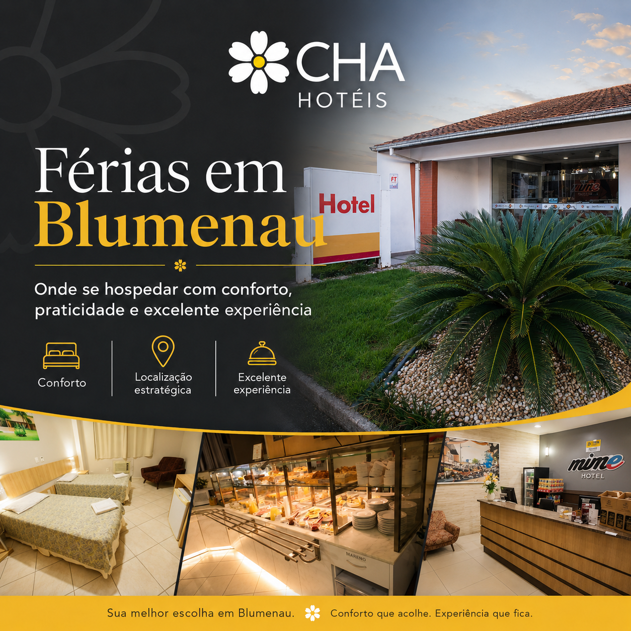 Férias em Blumenau onde se hospedar com conforto, praticidade e excelente experiência - CHA Mime Hotel Blumenau