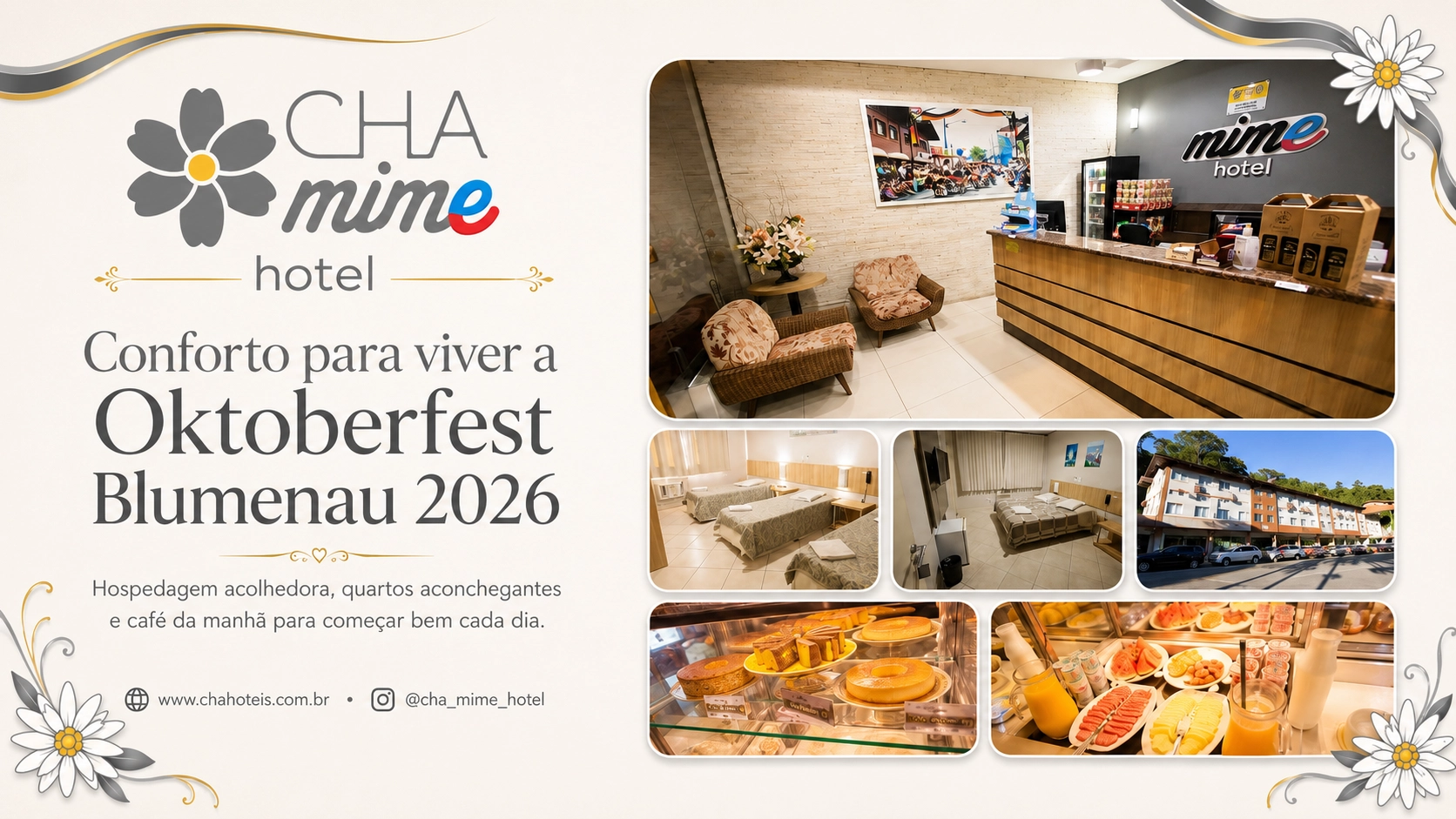 Descubra tudo o que a 41ª Oktoberfest Blumenau 2026 oferece e hospede-se no CHA Mime Blumenau para viver a maior festa alemã das Américas com conforto e praticidade.