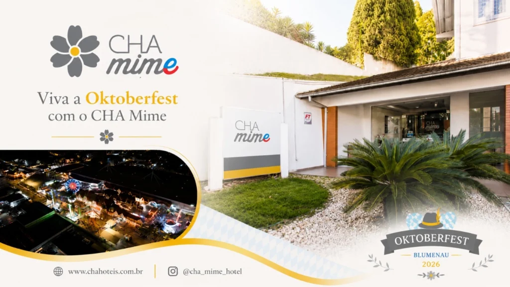 Descubra tudo o que a 41ª Oktoberfest Blumenau 2026 oferece e hospede-se no CHA Mime Blumenau para viver a maior festa alemã das Américas com conforto e praticidade.