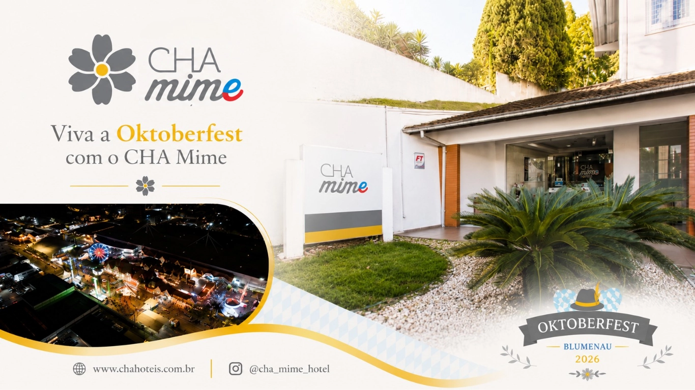 Descubra tudo o que a 41ª Oktoberfest Blumenau 2026 oferece e hospede-se no CHA Mime Blumenau para viver a maior festa alemã das Américas com conforto e praticidade.