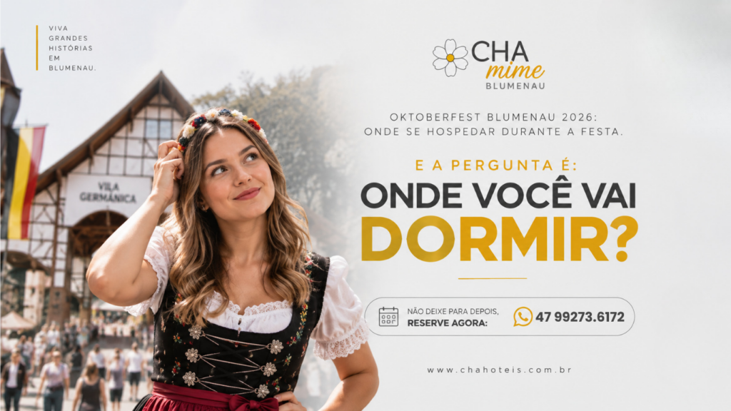 Falta menos de um mês para a Oktoberfest Blumenau 2026. A festa acontece de 7 a 25 de outubro. Veja onde se hospedar e planeje sua viagem.