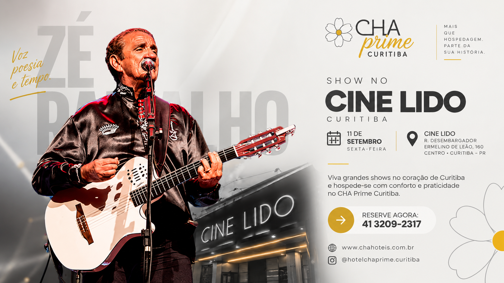Cine Lido Curitiba: shows em 2026 e Zé Ramalho em setembro